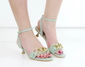 Aranka kitten heel with chain trim sandal avo