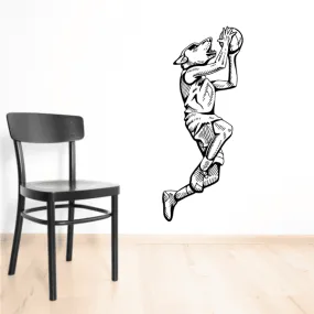 Basketball Mascot Wolf Jump Decal