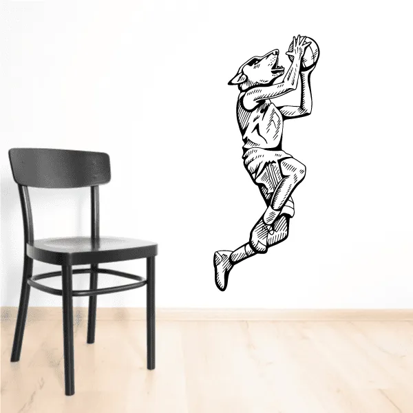 Basketball Mascot Wolf Jump Decal