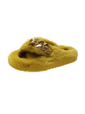 Chain Link Fuzzy Slippers - Yellow