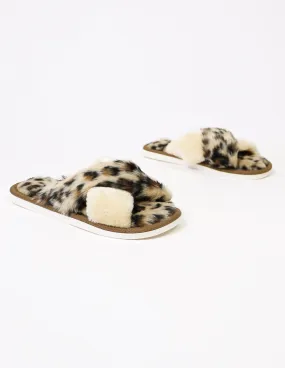 COZY KITTEN SLIPPER - Tan Leopard