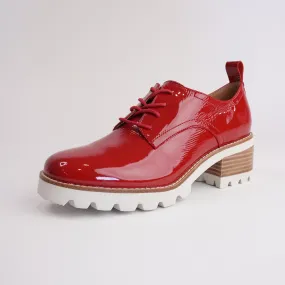 Daya Red Crinkle Patent Leather Heeled Loafers