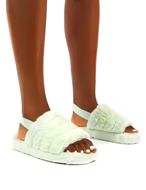 Dreamtime Mint Fluffy Strap Back Slippers