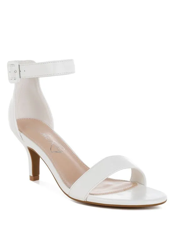 Faux Leather Kitten Heel Sandals