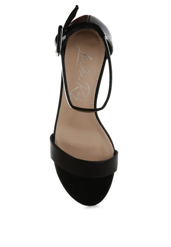 Faux Leather Kitten Heel Sandals