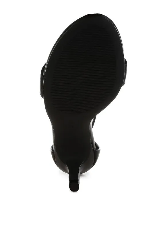 Faux Leather Kitten Heel Sandals