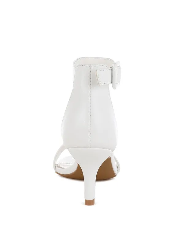 Faux Leather Kitten Heel Sandals
