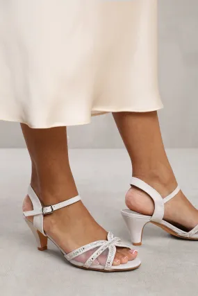 FRIDA DIAMANTE MESH STRAPPY HEEL IN WHITE GLITTER