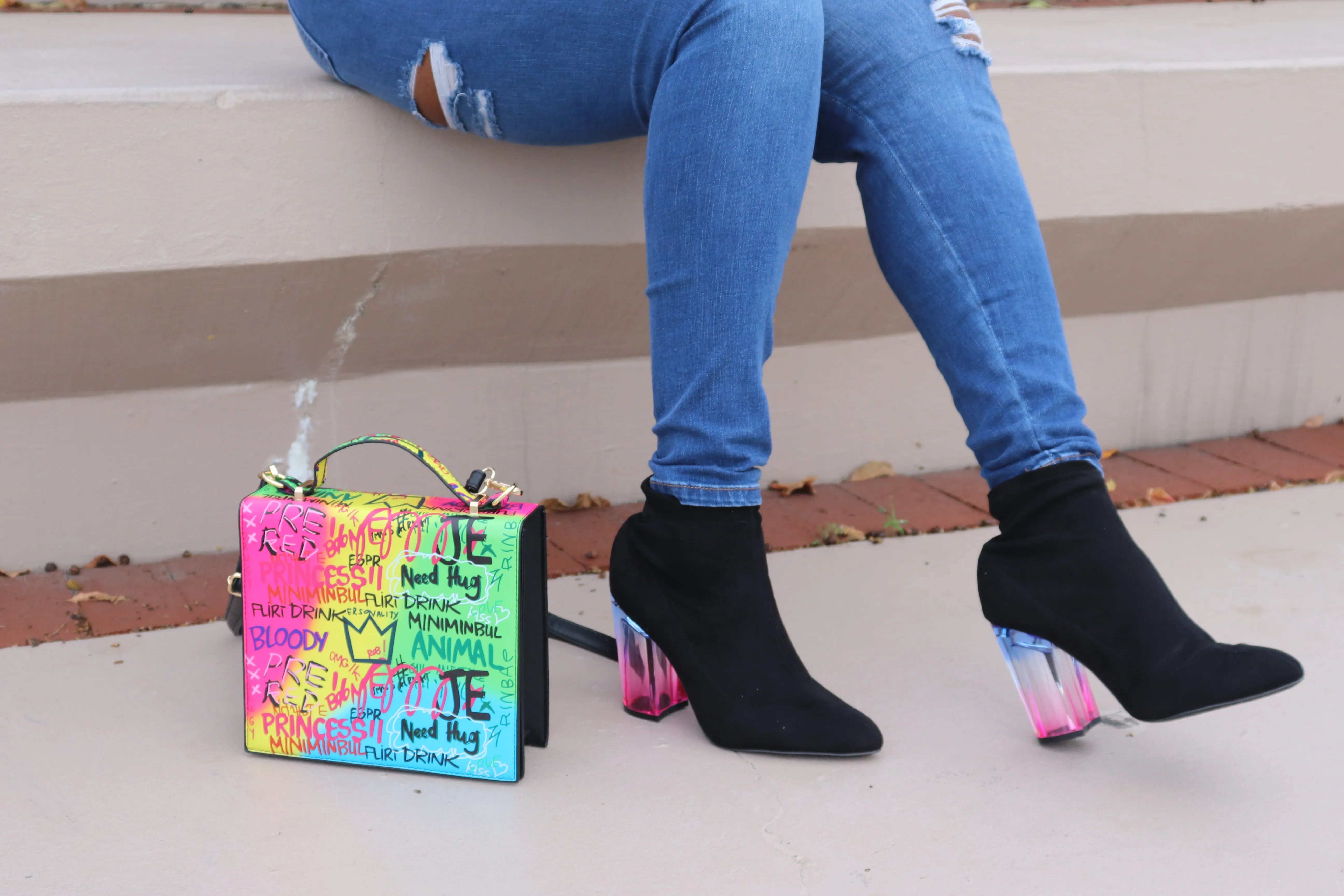 Janet Black Suede Ankle Boots