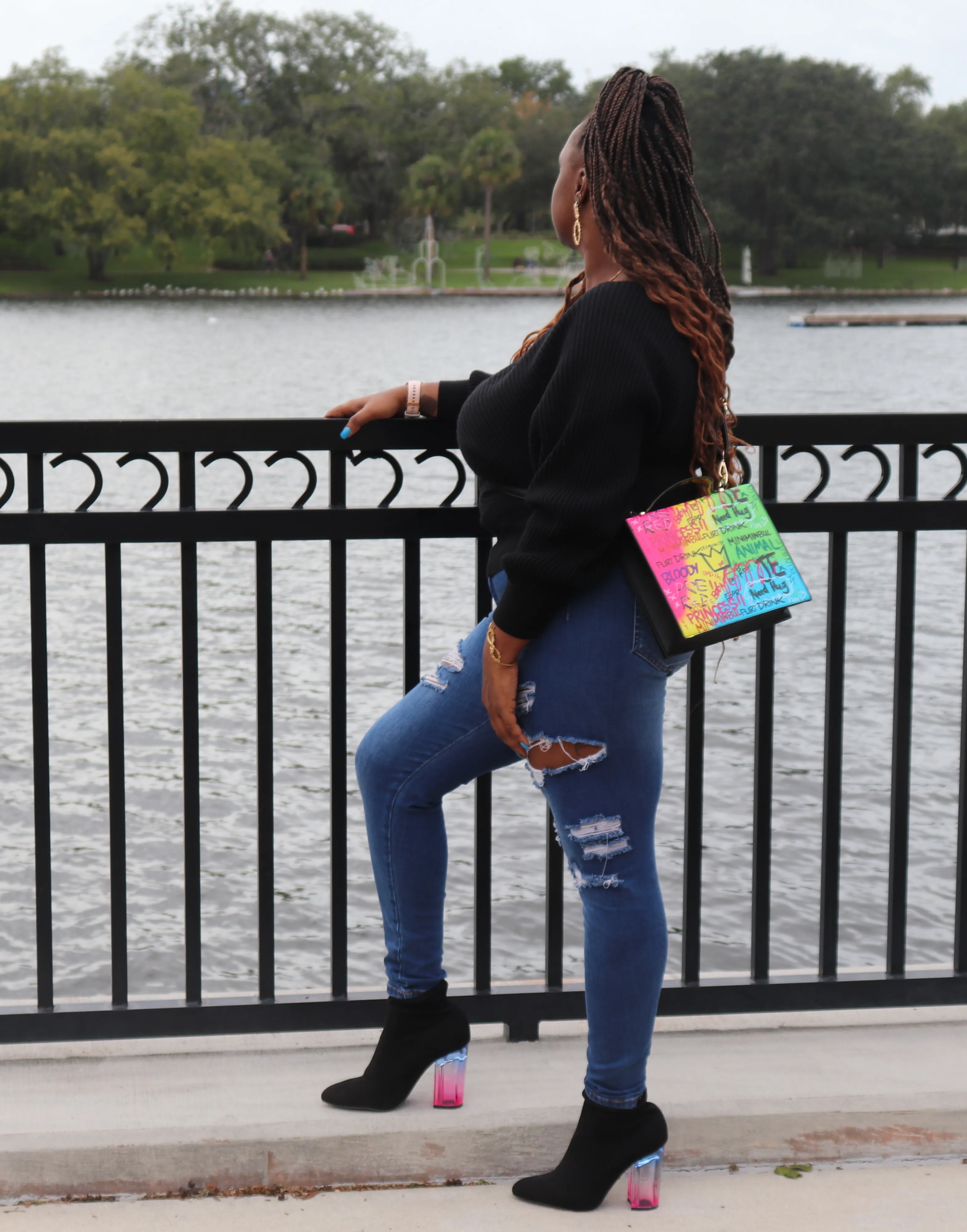 Janet Black Suede Ankle Boots