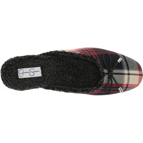 Jessica Simpson Tracee Cozy Dark Tan Combo Bow Round Toe Slip On Flat Slippers