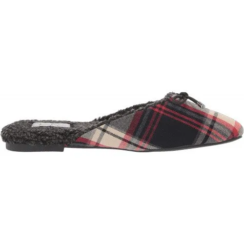 Jessica Simpson Tracee Cozy Dark Tan Combo Bow Round Toe Slip On Flat Slippers