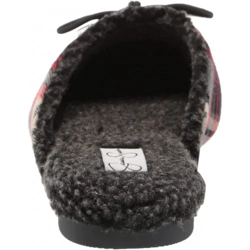 Jessica Simpson Tracee Cozy Dark Tan Combo Bow Round Toe Slip On Flat Slippers