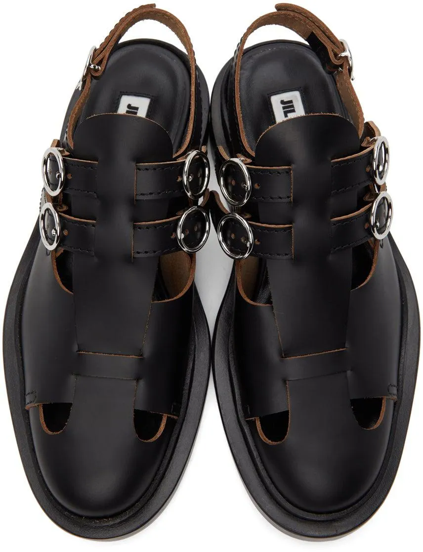 Jil Sander Black Antick Slingback Loafers