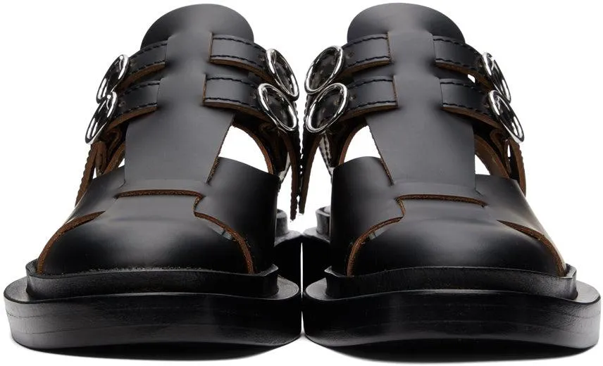 Jil Sander Black Antick Slingback Loafers