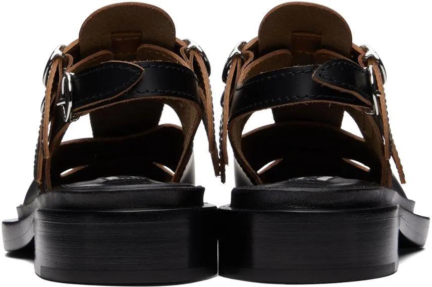 Jil Sander Black Antick Slingback Loafers