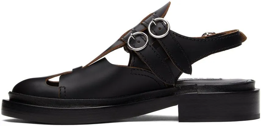Jil Sander Black Antick Slingback Loafers