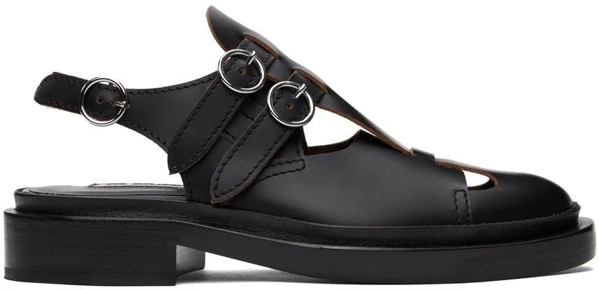 Jil Sander Black Antick Slingback Loafers