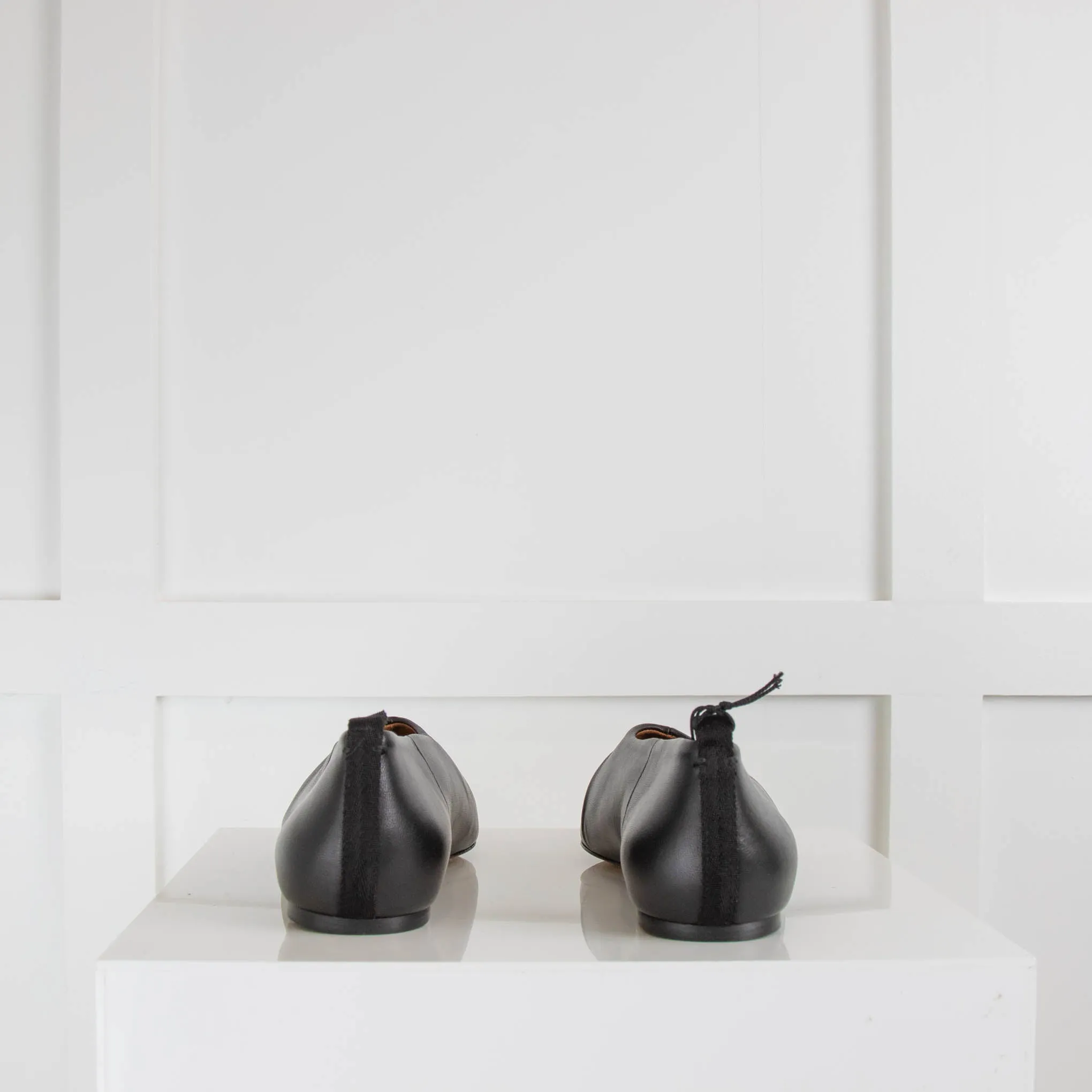 Joseph Black Leather Flat Shoes