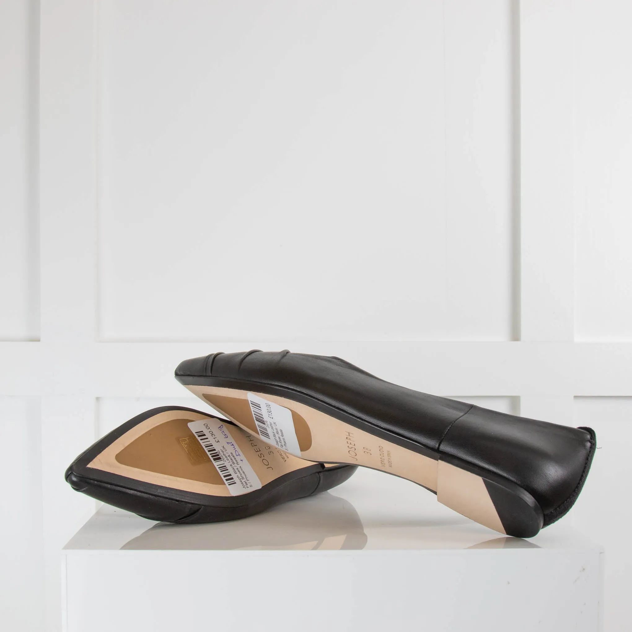 Joseph Black Leather Flat Shoes