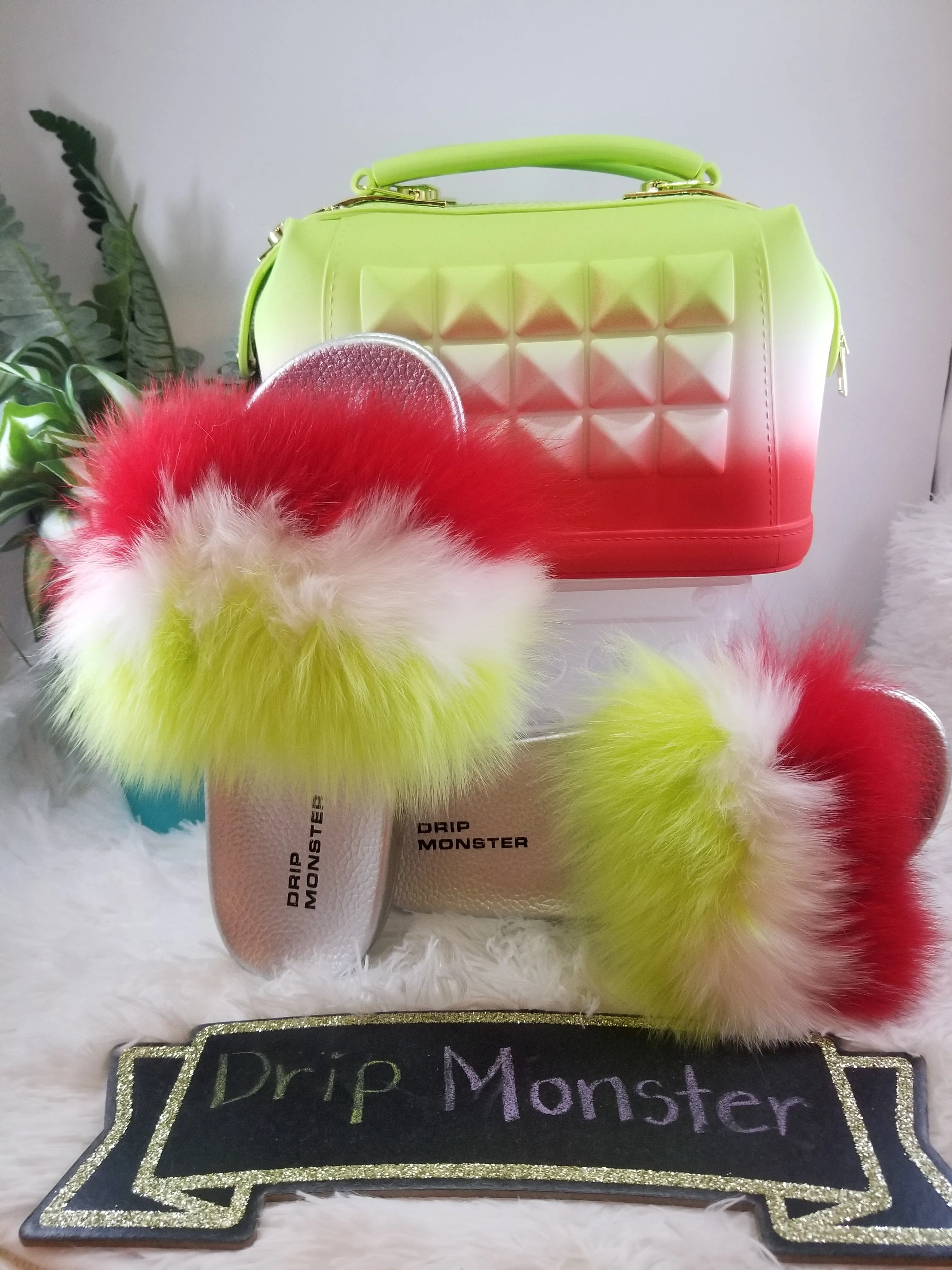 Juicy Juicy "Watermelon Delight" Fluffy Fur Flops