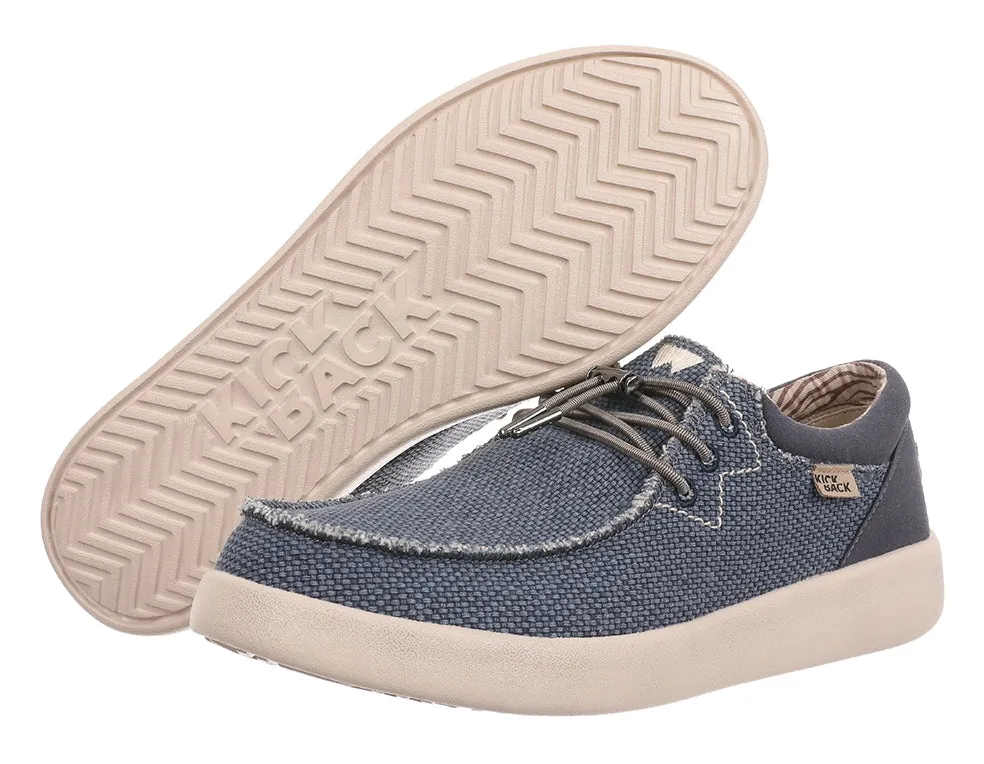 Kickback Mens Haven Lace Up Woven Canvas Shoes - Deep Navy