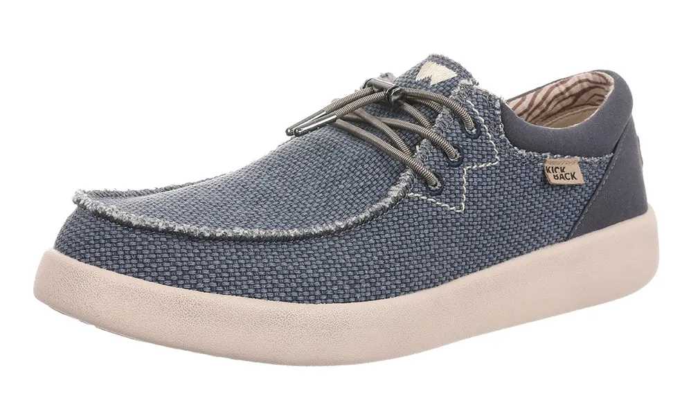 Kickback Mens Haven Lace Up Woven Canvas Shoes - Deep Navy
