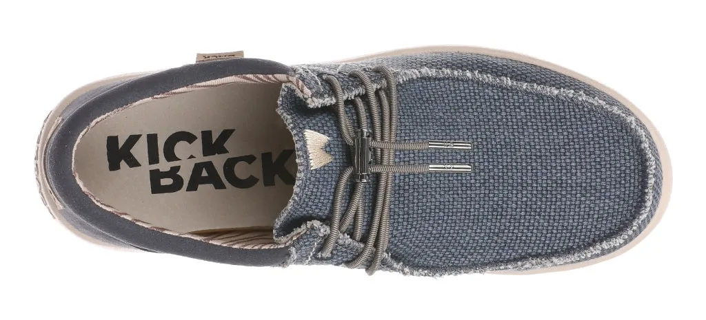 Kickback Mens Haven Lace Up Woven Canvas Shoes - Deep Navy