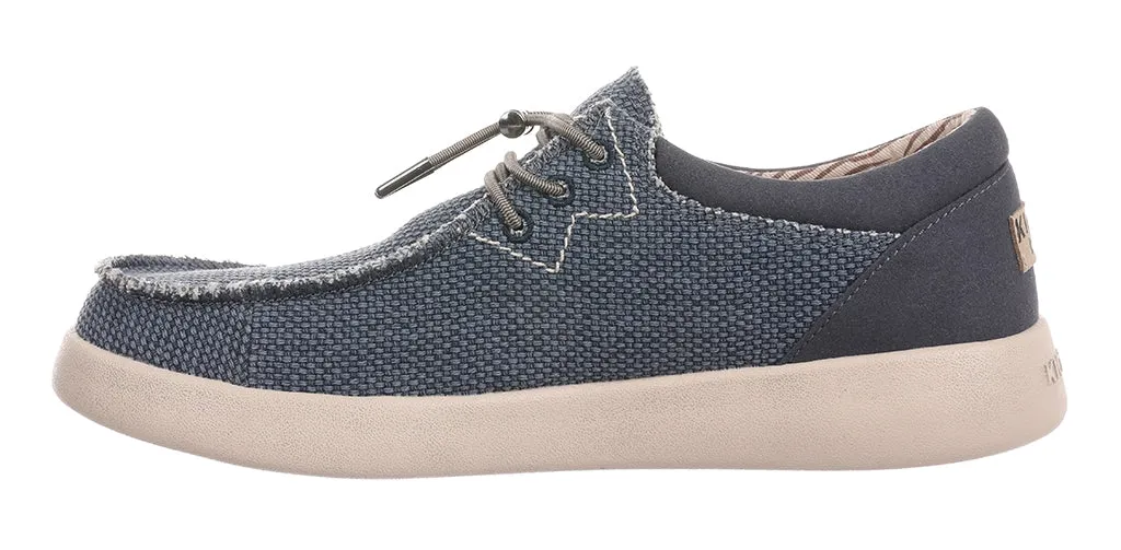 Kickback Mens Haven Lace Up Woven Canvas Shoes - Deep Navy