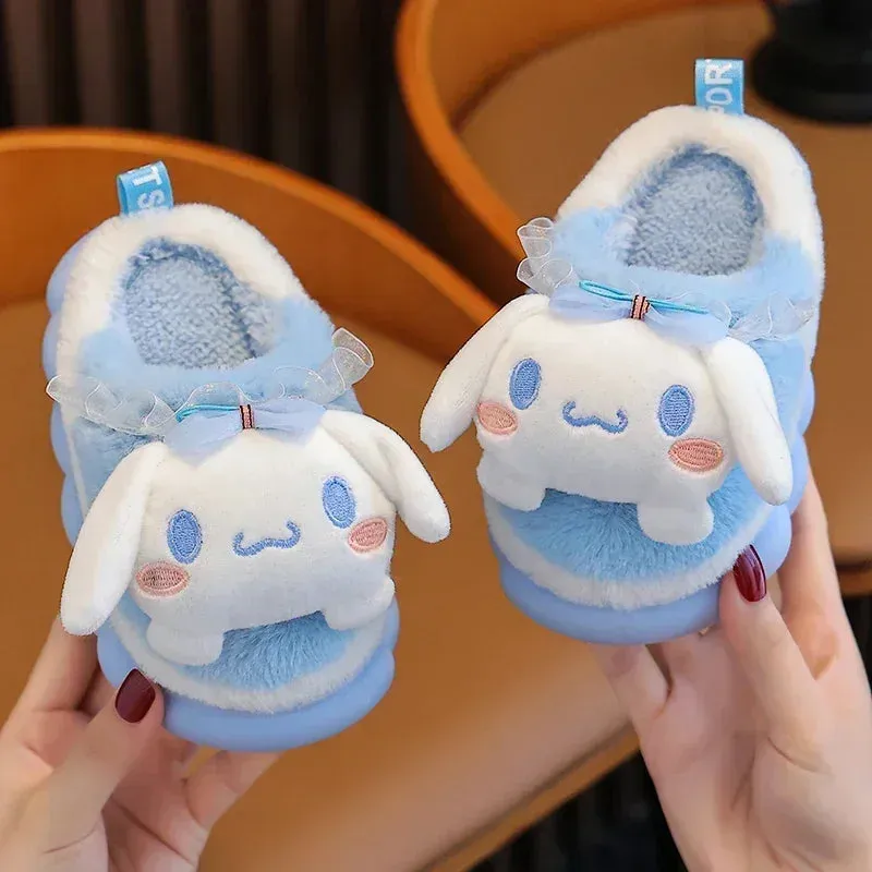 Kids' Winter Warm Fluffy Cartoon Slippers - Non-Slip Indoor Mules