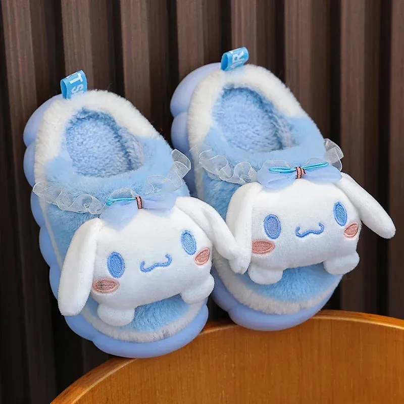 Kids' Winter Warm Fluffy Cartoon Slippers - Non-Slip Indoor Mules