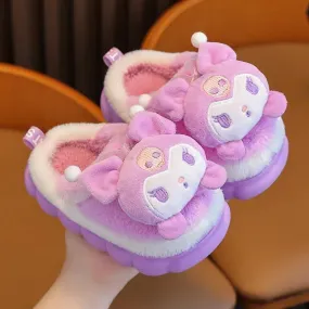 Kids' Winter Warm Fluffy Cartoon Slippers - Non-Slip Indoor Mules