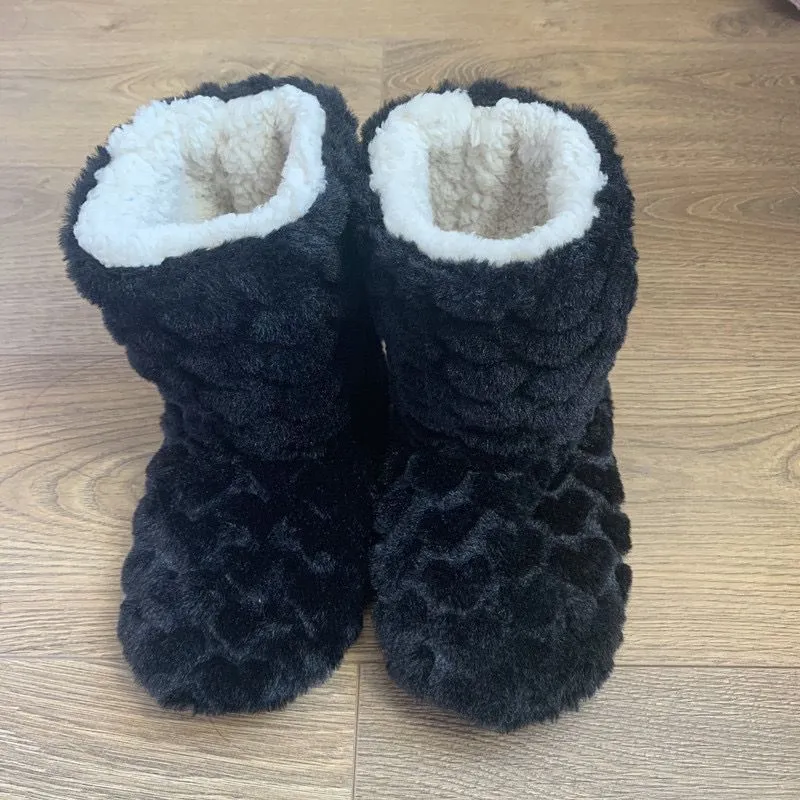 Ladies Slippers Slip On Winter Fur Ankle Boots