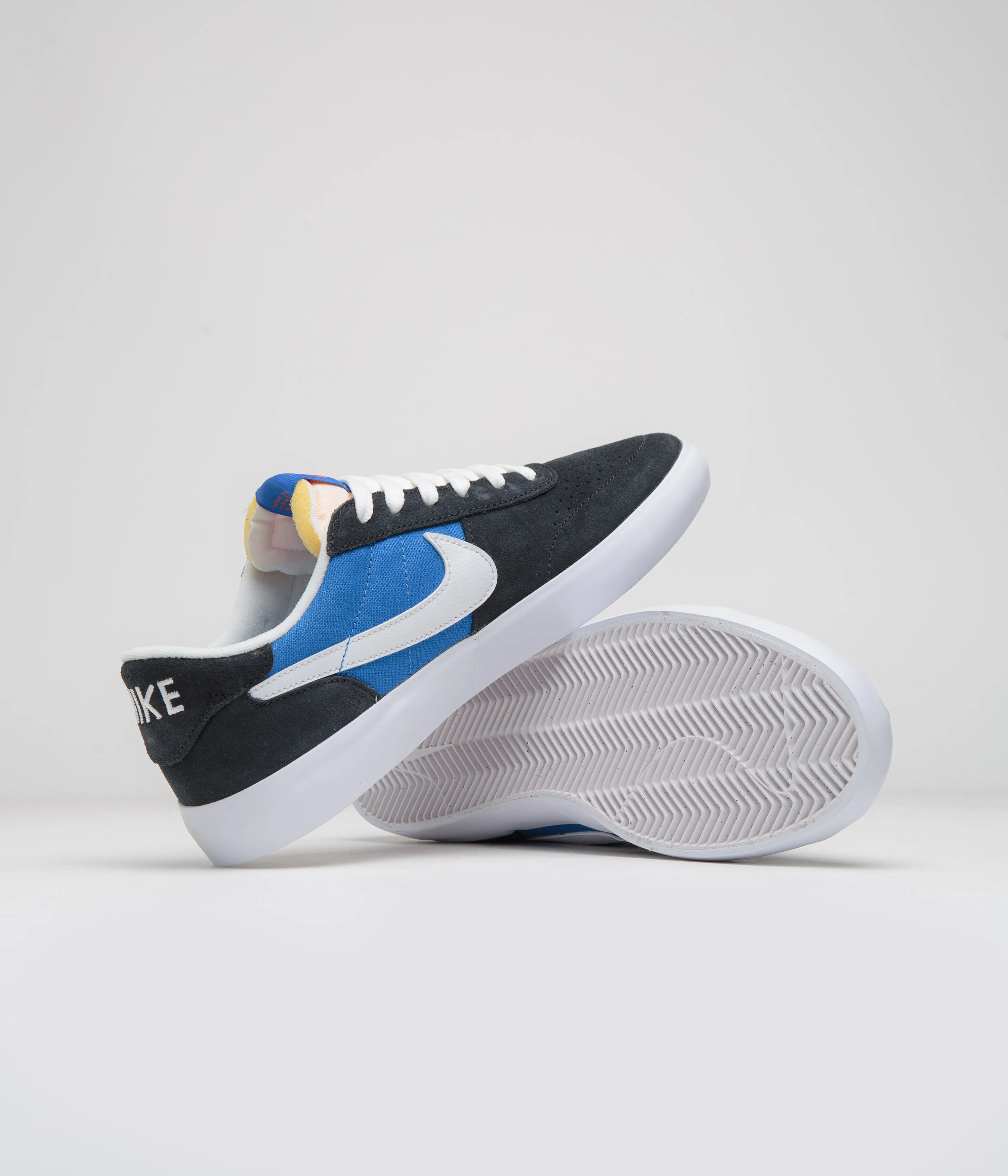 Nike SB Heritage Vulc Shoes - Black / White - Signal Blue - Safety Orange