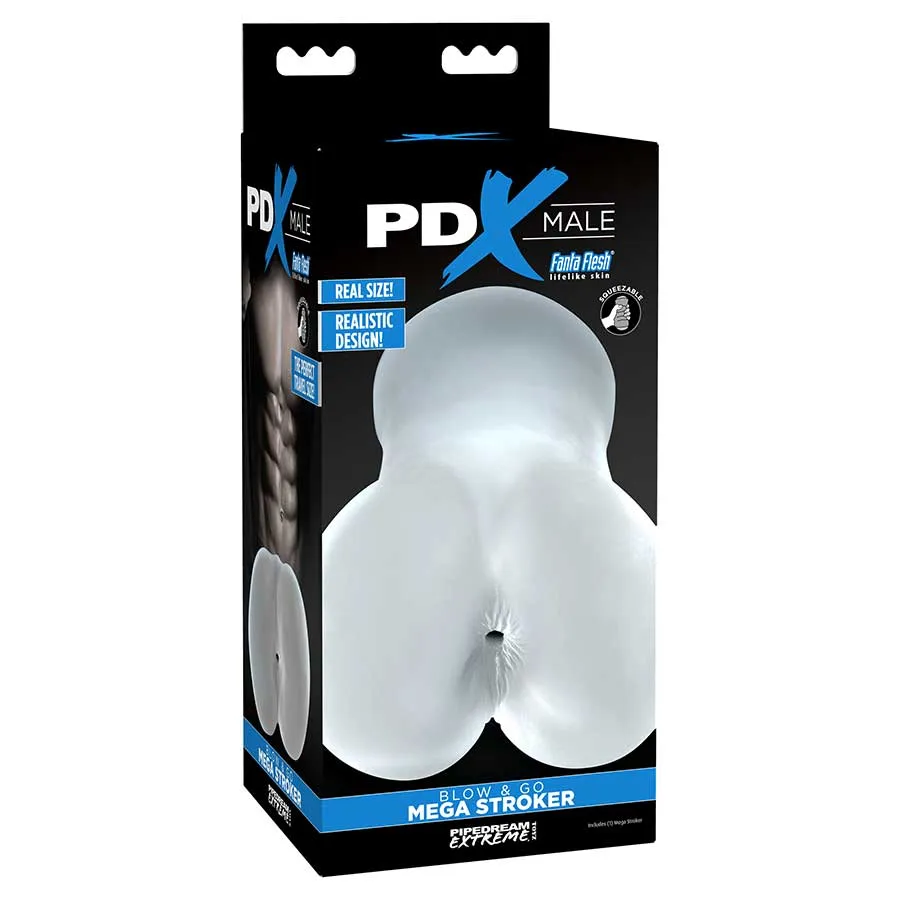 PDX Male Blow and Go Mega Butt Clear Stroker by Pipedream Products