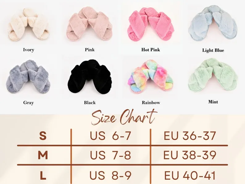 Personalized Bridal Slipper Bridesmaid Gifts Bridal Shower Wedding Bridesmaid Fluffy Bachelorette Hen Fluffy Slippers Mother gifts birthdays