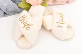Personalized Bridal Slipper Bridesmaid Gifts Bridal Shower Wedding Bridesmaid Fluffy Bachelorette Hen Fluffy Slippers Mother gifts birthdays
