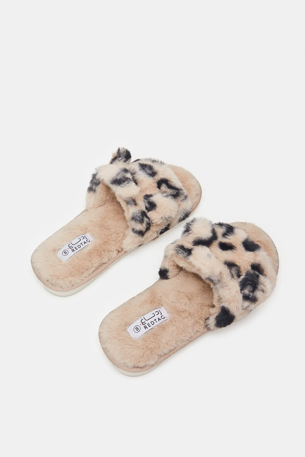Women Beige Animal Print Slipper