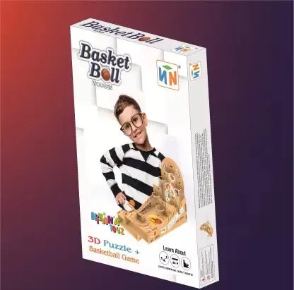 Wooden STEM Basket Ball Game and DIY 3D Puzzle: Play and Build Your Own Basketball Court